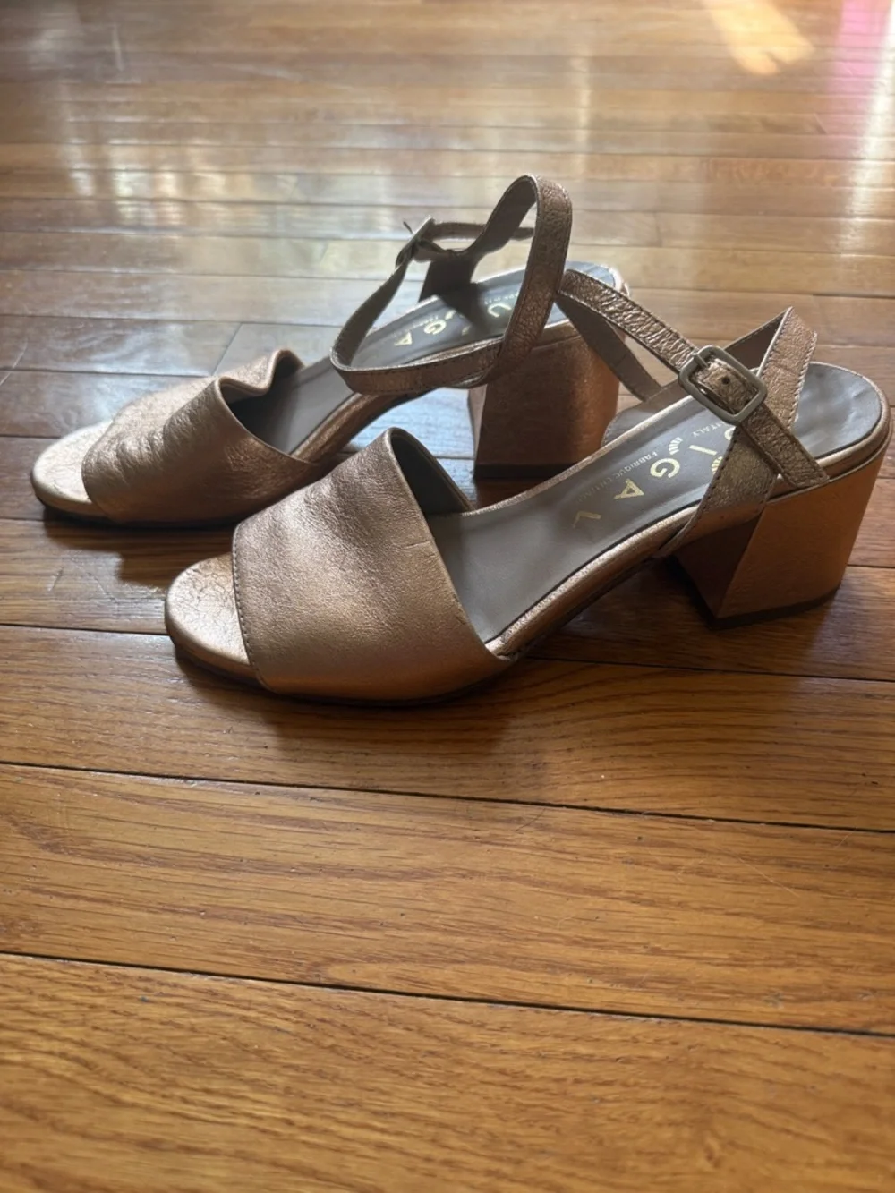 Ouigal Italian Pink Sparkly Block Heel Sandals - Women